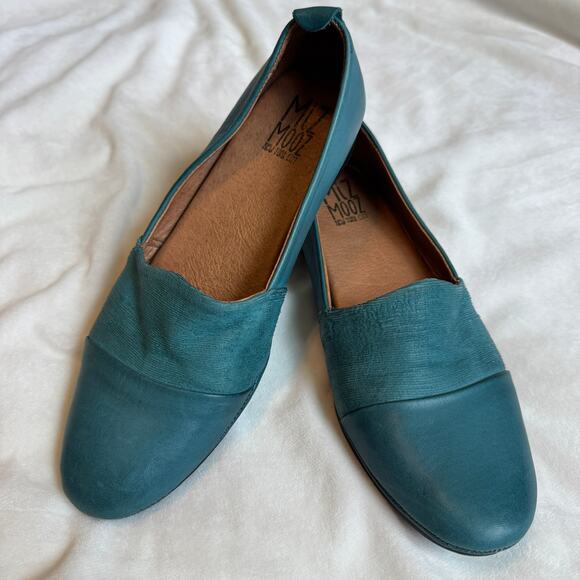 Miz Mooz Teal Blue Leather Flats Slip-On Shoes Womens Size EU 37 US 6.5 - Picture 2 of 7
